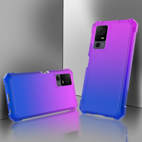 For Alcatel Jitterbug Smart 4 (2023) Case with Temper Glass Screen Protector Full-Body Rugged Protection - Purple/Blue