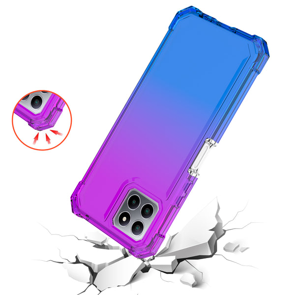 For Boost Celero 5g Plus Case with Temper Glass Screen Protector Full-Body Rugged Protection - Purple/Blue