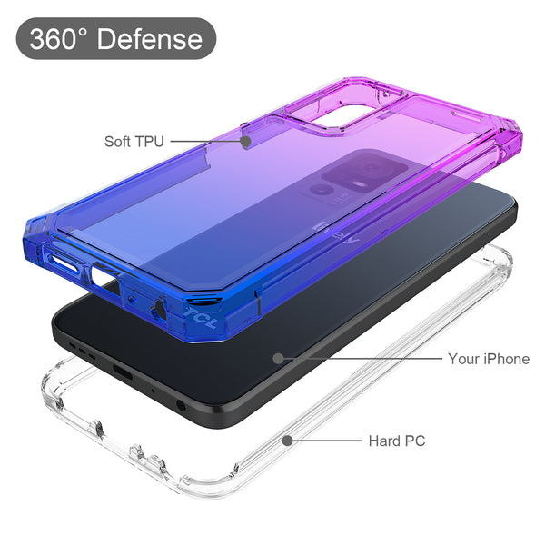 For Alcatel Jitterbug Smart 4 (2023) Case with Temper Glass Screen Protector Full-Body Rugged Protection - Purple/Blue