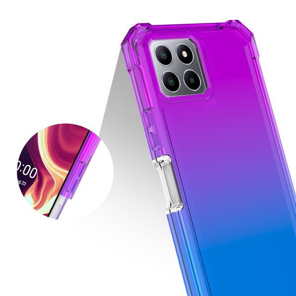 For Boost Celero 5g Plus Case with Temper Glass Screen Protector Full-Body Rugged Protection - Purple/Blue