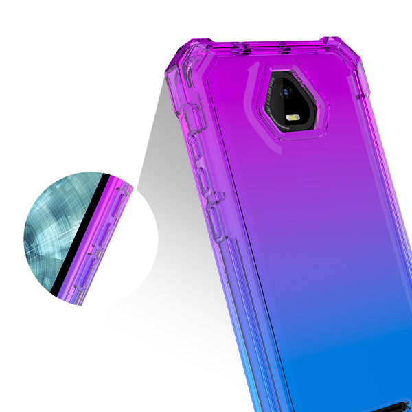 For Boost Schok Volt SV55 Case with Temper Glass Screen Protector Full-Body Rugged Protection - Purple/Blue