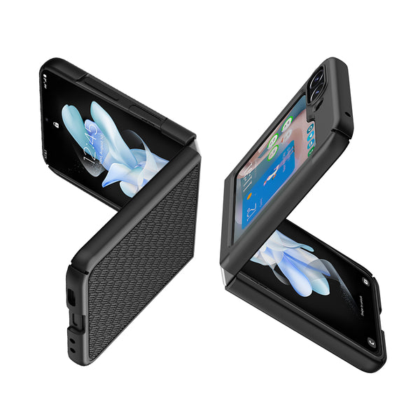 Samsung Galaxy Z Flip5 Case, Rugged Slim Rotating Swivel Lock Holster Shell Combo Clip Cover - Black