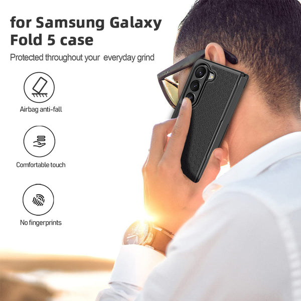 Samsung Galaxy Z Fold5 Case, Rugged Slim Rotating Swivel Lock Holster Shell Combo Clip Cover - Black