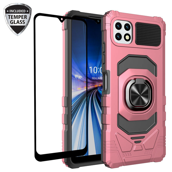 ring kickstand hyhrid phone case for boost celero 5g - rose gold - www.coverlabusa.com