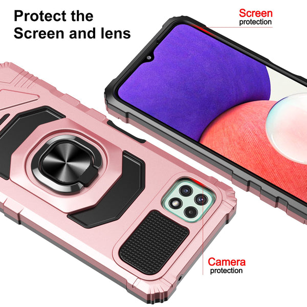 ring kickstand hyhrid phone case for boost celero 5g - rose gold - www.coverlabusa.com