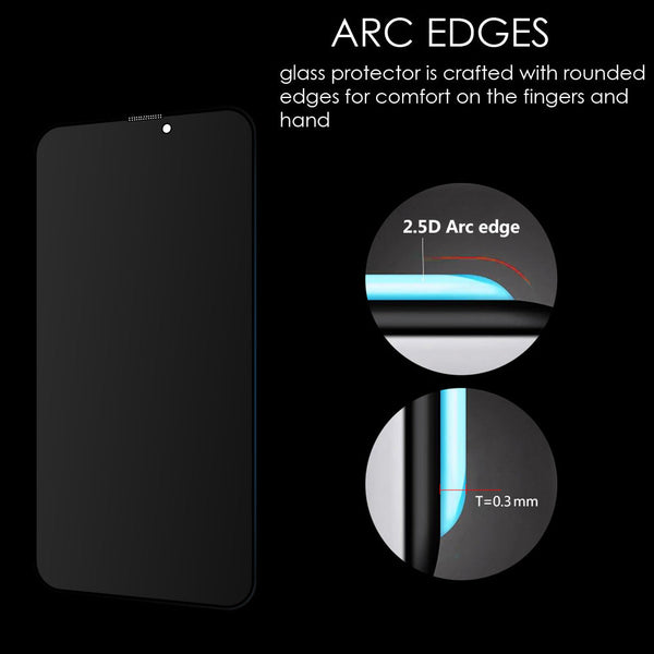 For Apple iPhone 15 Pro 2.5D Full Coverage Privacy Tempered Glass Protector -Black