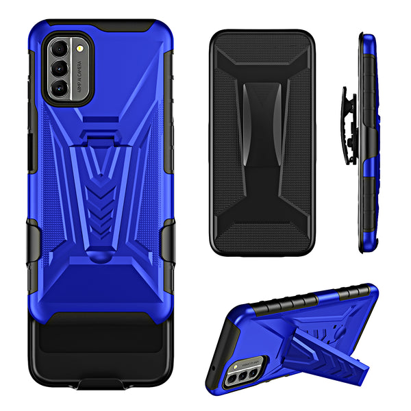 For Nokia G400 5G Case with Tempered Glass Screen Protector Heavy Duty Protective Phone Case,Built-in Kickstand Rugged Shockproof Protective Phone Case - Blue