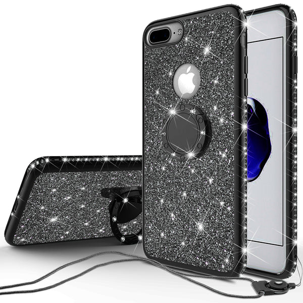apple iphone 8 plus glitter bling fashion case - black - www.coverlabusa.com