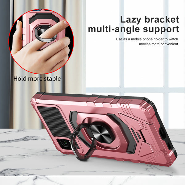 ring car mount kickstand hyhrid phone case for cricket vision plus - rose gold - www.coverlabusa.com