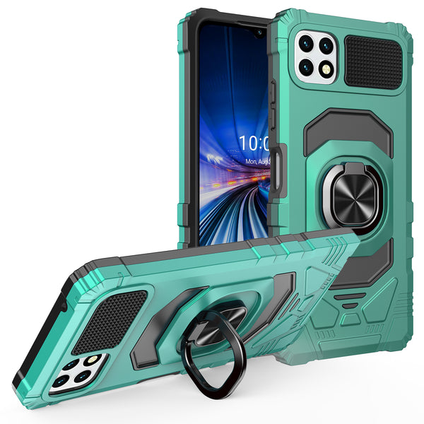 ring kickstand hyhrid phone case for boost celero 5g - teal - www.coverlabusa.com