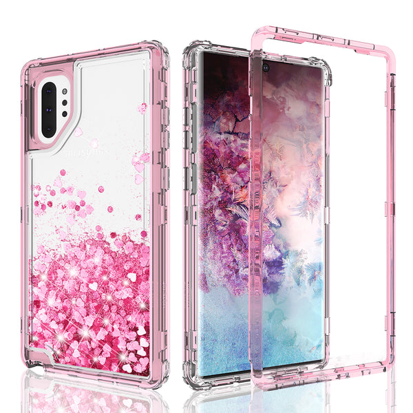 hard clear glitter phone case for samsung galaxy note 10 - pink - www.coverlabusa.com 