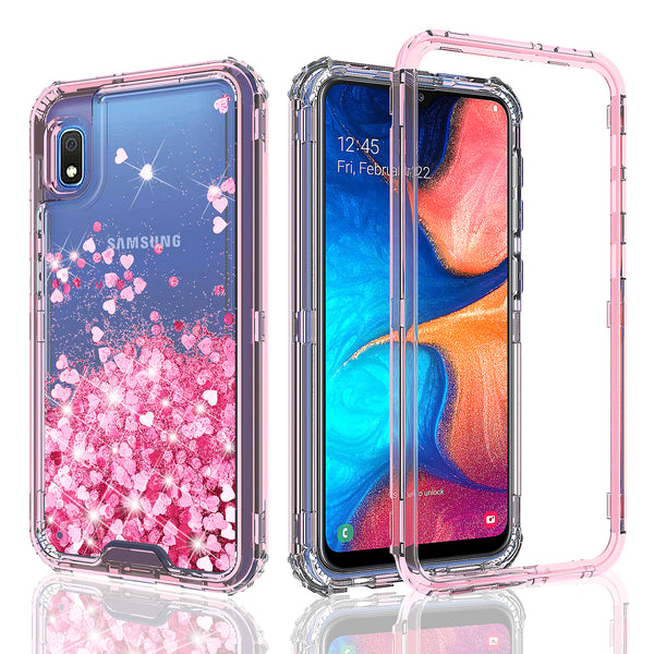 hard clear glitter phone case for samsung galaxy a10e - pink - www.coverlabusa.com 