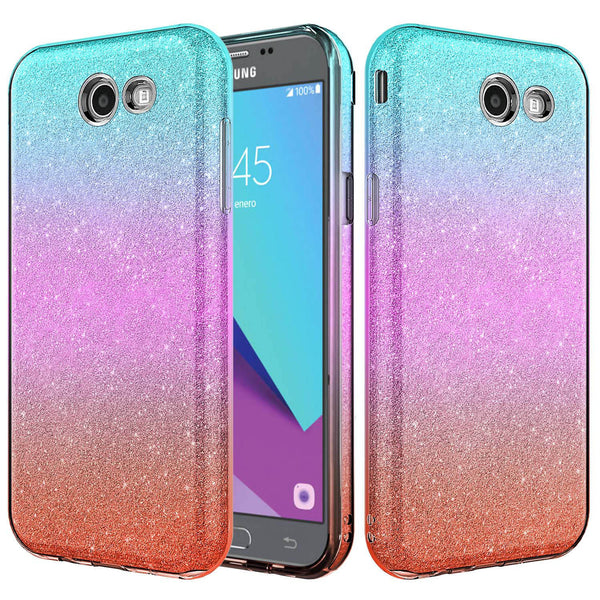 samsung galaxy j7(2017) glitter case - teal - www.coverlabusa.com