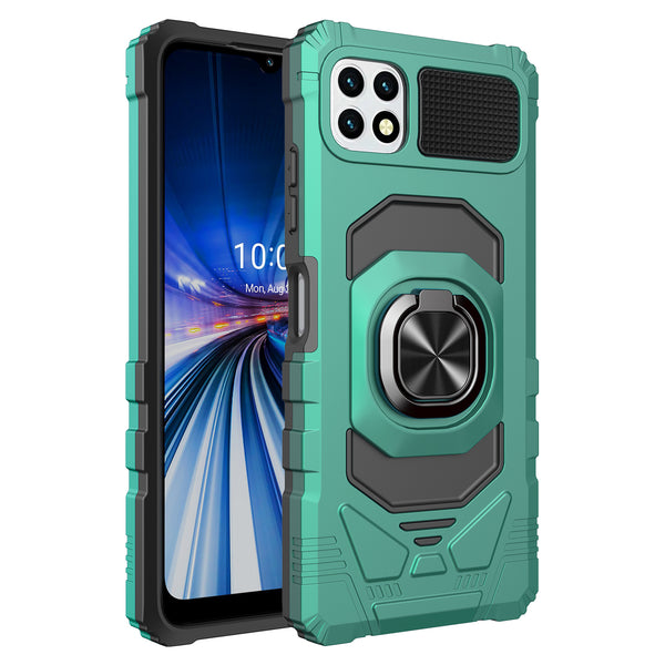 ring kickstand hyhrid phone case for boost celero 5g - teal - www.coverlabusa.com