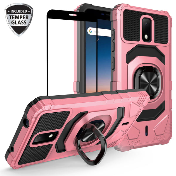 ring kickstand hyhrid phone case for cricket debut - rose gold - www.coverlabusa.com