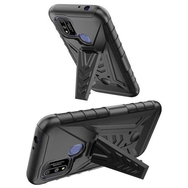 holster kickstand hyhrid phone case for cooplad suva - black - www.coverlabusa.com