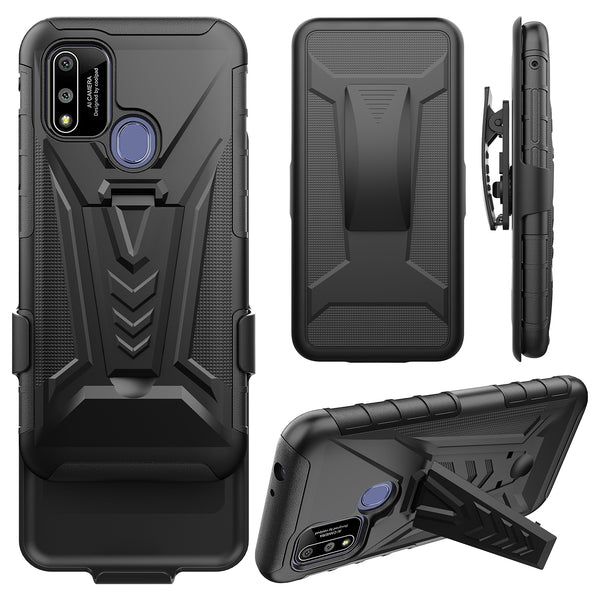 holster kickstand hyhrid phone case for cooplad suva - black - www.coverlabusa.com