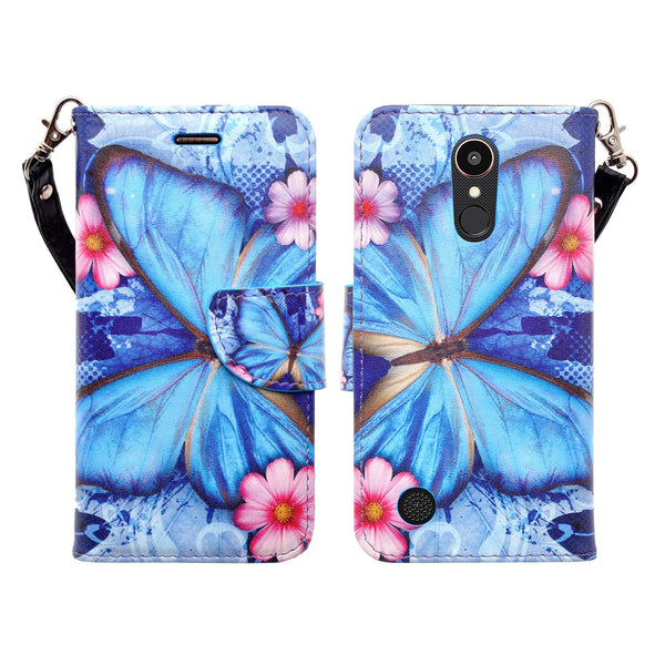 LG K10 (2018) leather wallet case - butterfly blue - www.coverlabusa.com