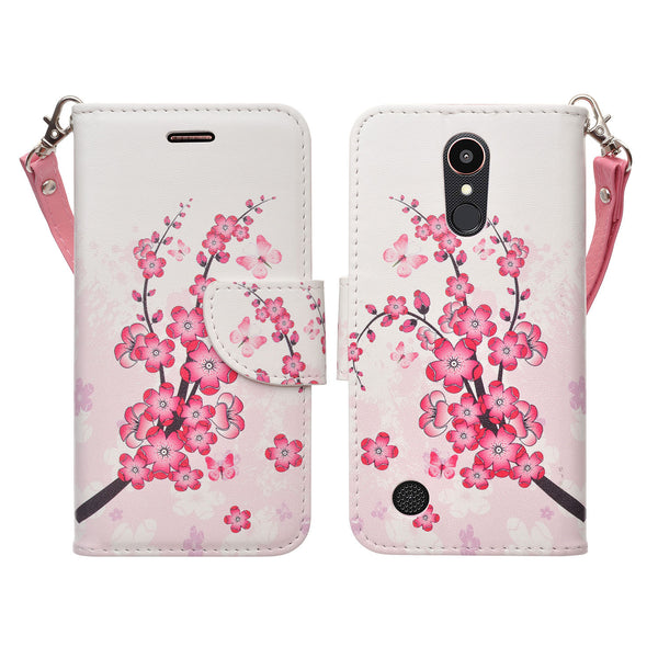LG K20 V Case, K20 Plus leather wallet case - cherry blossom - www.coverlabusa.com