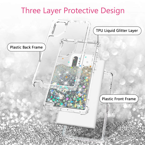 hard clear glitter phone case for samsung galaxy note 10 plus - clear - www.coverlabusa.com 