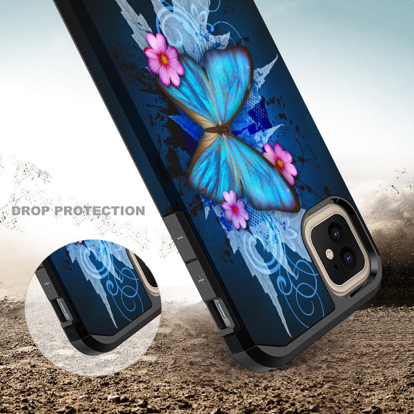 apple iphone 12 mini hybrid case - blue butterfly - www.coverlabusa.com