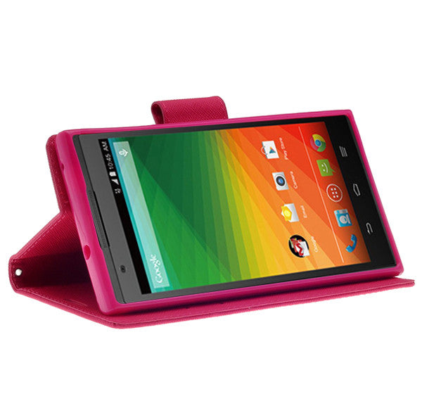 ZTE ZMAX leather wallet case - hot pink - www.coverlabusa.com