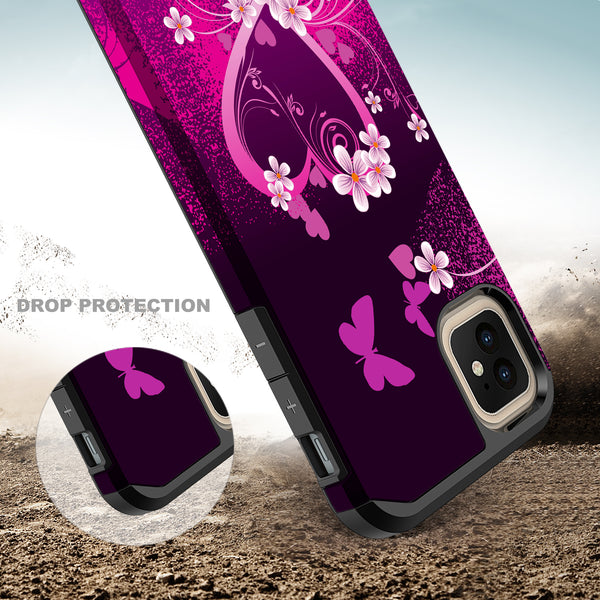 apple iphone 12 hybrid case - heart butterflies - www.coverlabusa.com