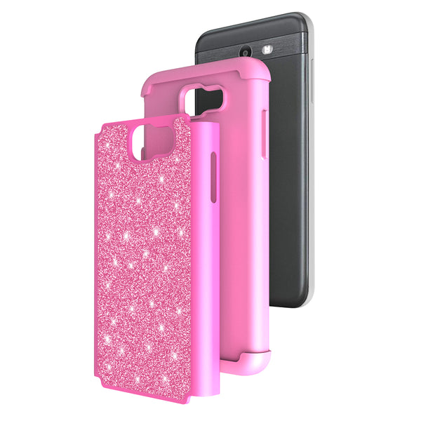 Samsung Galaxy J7 2017 Glitter Hybrid Case - Hot Pink - www.coverlabusa.com