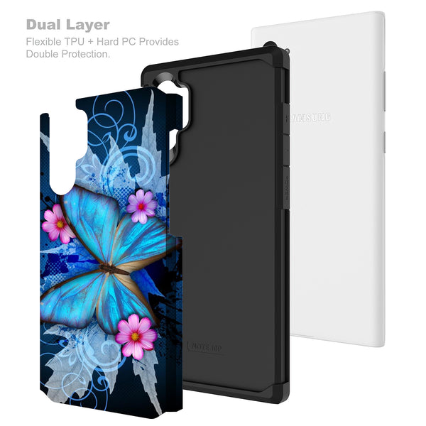 samsung galaxy note 10 hybrid case - blue butterfly - www.coverlabusa.com