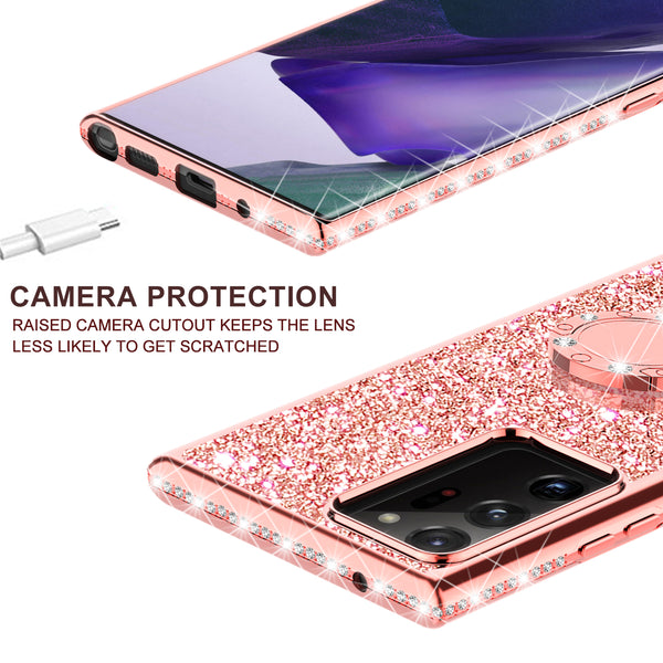 samsung galaxy a71 5g glitter bling fashion case - rose gold - www.coverlabusa.com