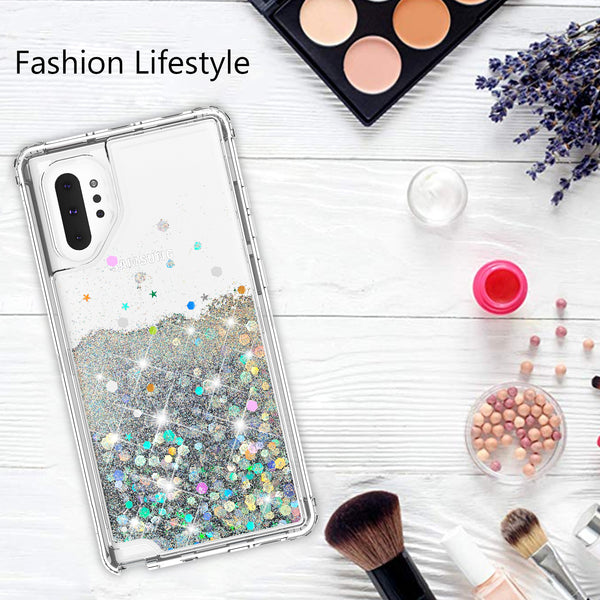 hard clear glitter phone case for samsung galaxy note 10 plus - clear - www.coverlabusa.com 