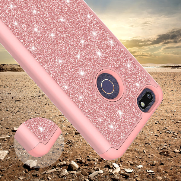 ZTE Blade X Glitter Hybrid Case - Rose Gold - www.coverlabusa.com