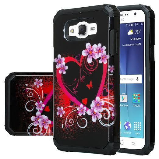 Galaxy J7 Case, Samsung Galaxy J7 [Shock Absorption /Impact Resistant] Hybrid Dual Layer Armor Defender Protective Case Cover for Galaxy J7 (Boost Mobile,Virgin,MetroPcs,TMobile), Hot Pink Hearts, WWW.COVERLABUSA.COM