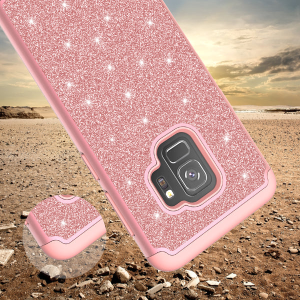Samsung Galaxy S9 Glitter Hybrid Case - Rose Gold - www.coverlabusa.com
