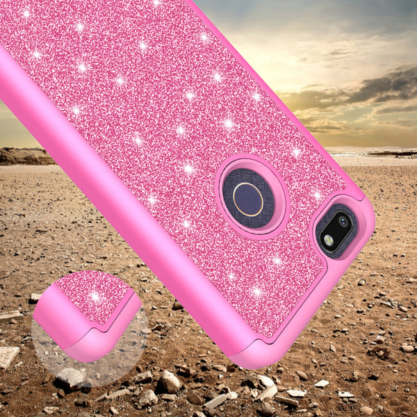 ZTE Blade X Glitter Hybrid Case - Hot Pink - www.coverlabusa.com