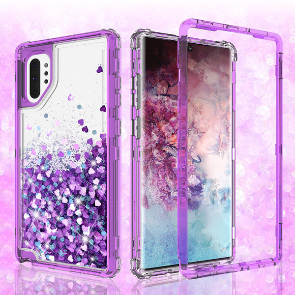 hard clear glitter phone case for samsung galaxy note 10 - purple - www.coverlabusa.com 