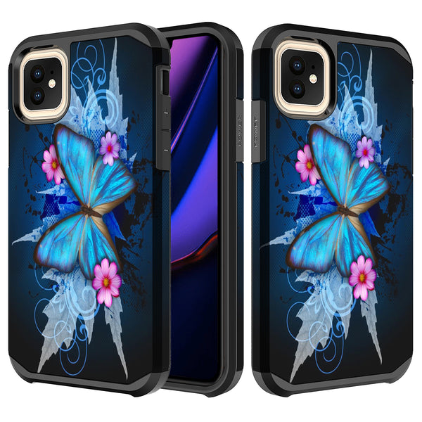 apple iphone 12 mini hybrid case - blue butterfly - www.coverlabusa.com