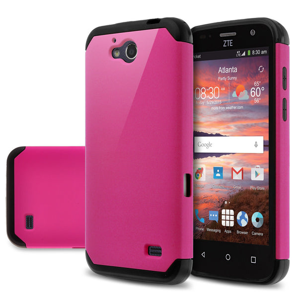 ZTE Overture2 Slim Hybrid Dual Layer Case - Hot Pink - www.coverlabusa.com