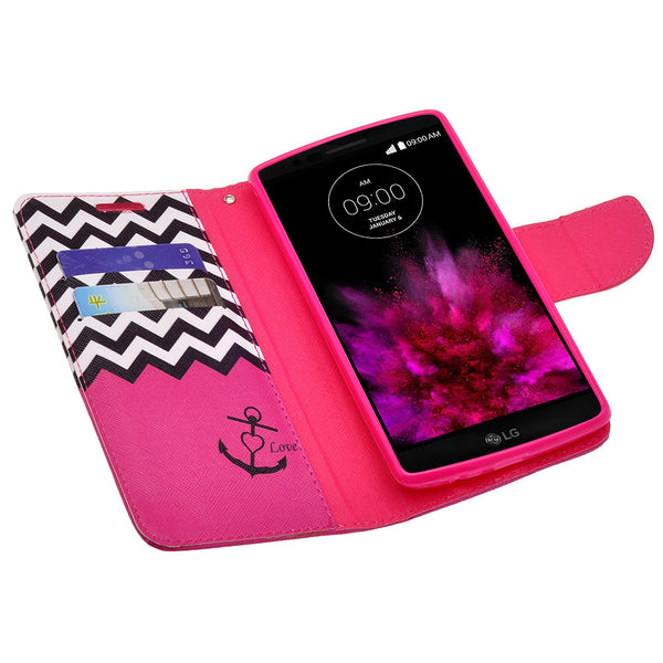 lg g flex 2 wallet case - hot pink anchor - www.coverlabusa.com