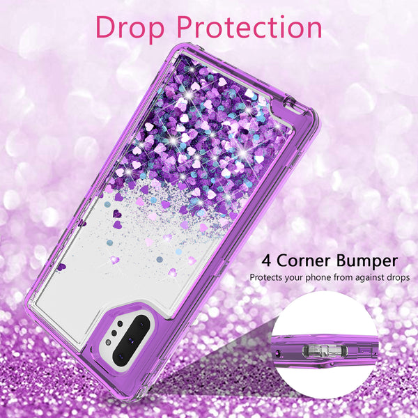 hard clear glitter phone case for samsung galaxy note 10 - purple - www.coverlabusa.com 