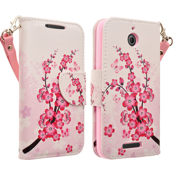 htc desire 510 leather wallet case - cherry blossom - www.coverlabusa.com