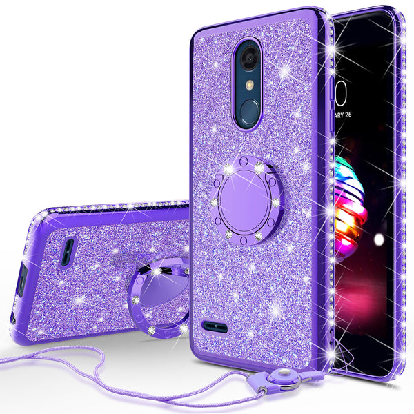 lg k10 2018 glitter bling fashion case - purple - www.coverlabusa.com