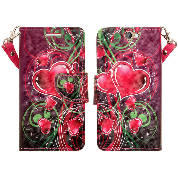 HTC One A9 leather wallet case - heart strings - www.coverlabusa.com