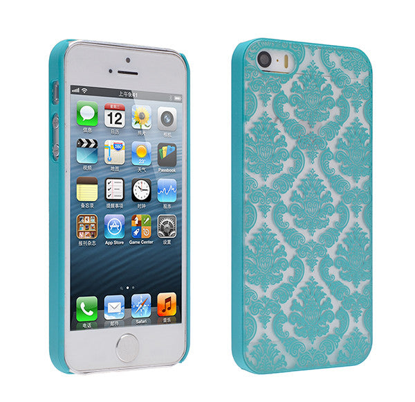 iPhone SE Case | iPhone 5S/5 damask-teal- www.coverlabusa.com