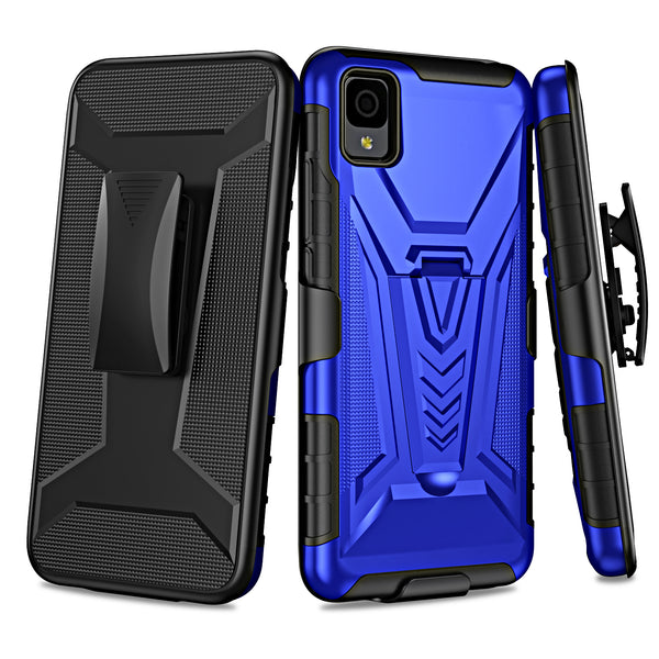 holster kickstand hyhrid phone case for tcl 30z/30le - blue - www.coverlabusa.com