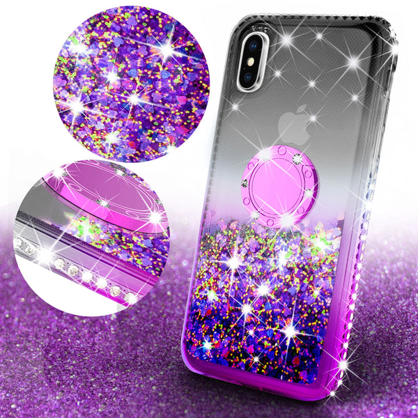 glitter ring phone case for Apple iPhone XS Max - black/purple gradient - www.coverlabusa.com 