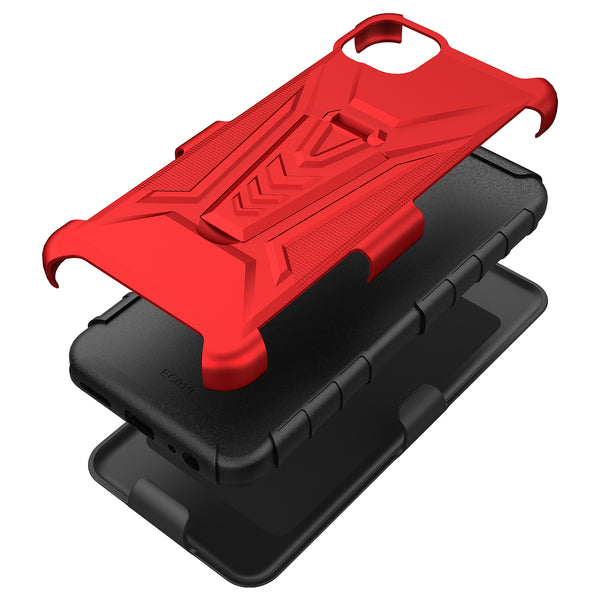 holster kickstand hyhrid phone case for boost celero 5g - red - www.coverlabusa.com