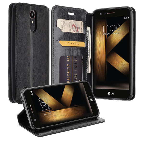 LG K10 (2018) leather wallet case - black - www.coverlabusa.com
