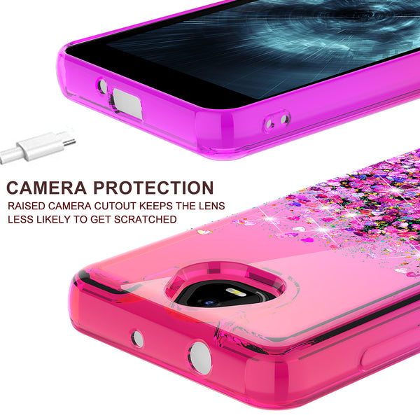 For Boost Schok Volt SV55 Case Liquid Glitter Phone Case Waterfall Floating Quicksand Bling Sparkle Cute Protective Girls Women Cover for Boost Schok Volt SV55 W/Temper Glass -  (Hot Pink/Purple Gradient)