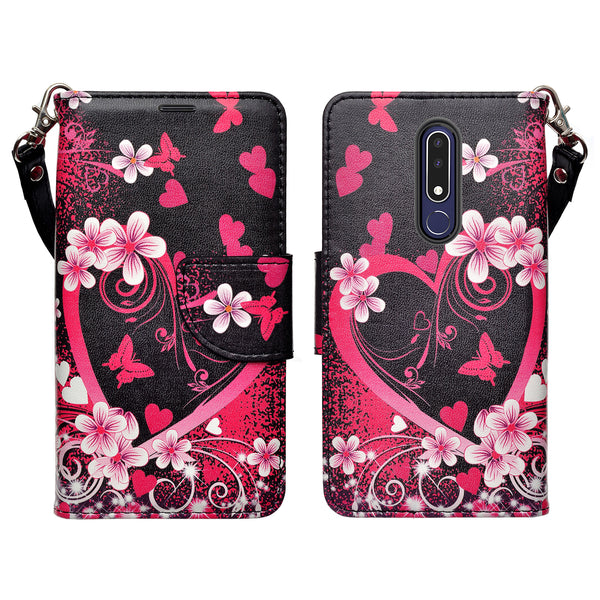 nokia 3.1 plus wallet case - heart butterflies - www.coverlabusa.com
